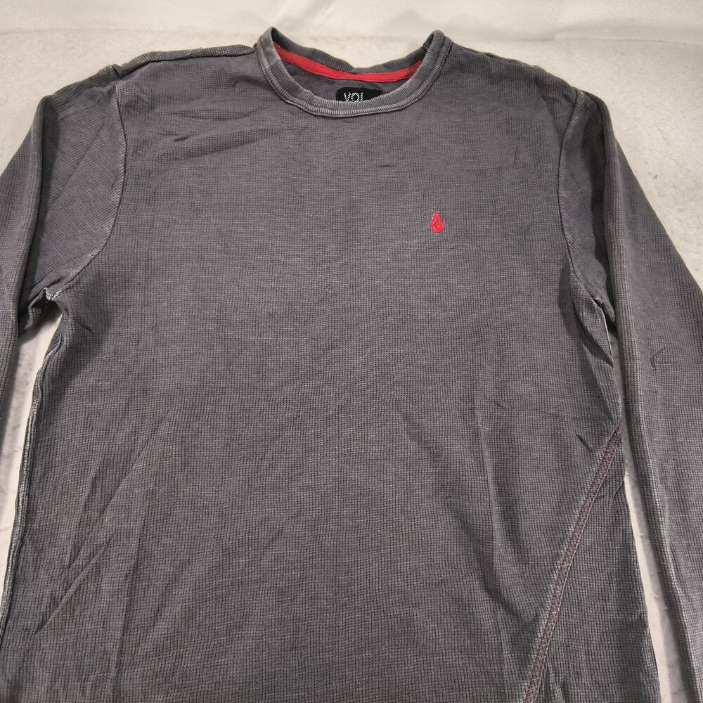 Volcom Casual Crew Neck Long Sleeve T Shirt Mens Size Large L Gray Red